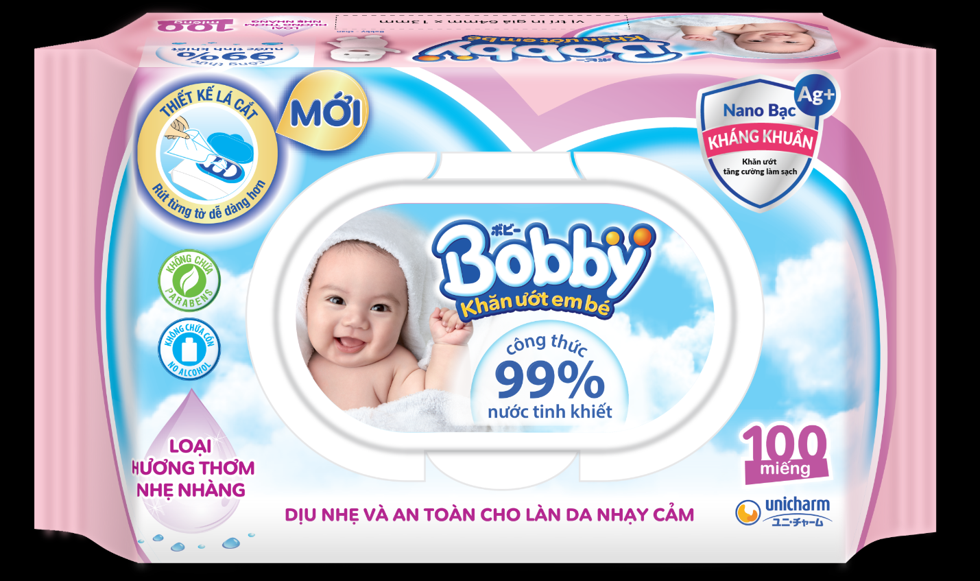 Giấy ướt Bobby gói 100 tờ